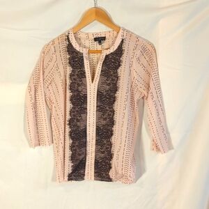The Limited Pale Pink/Nude Top With Black Lace Detail